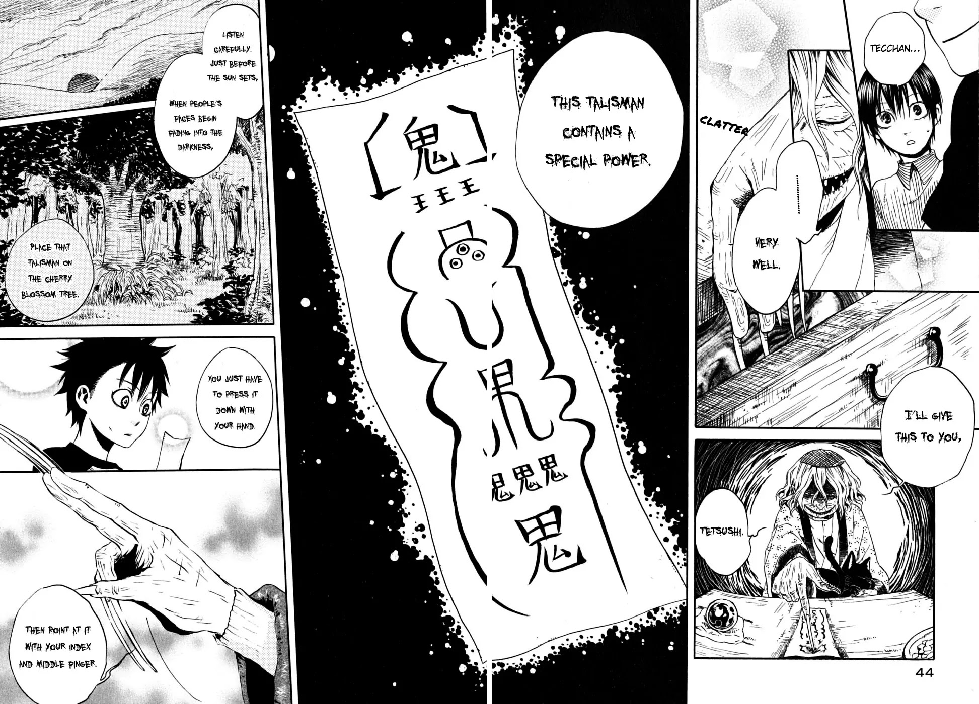 Jigokudou Reikai Tsuushin Chapter 1 page 45 - Chapter 1: The Hall of Hell, the Three Bad Kids, and the Ghost