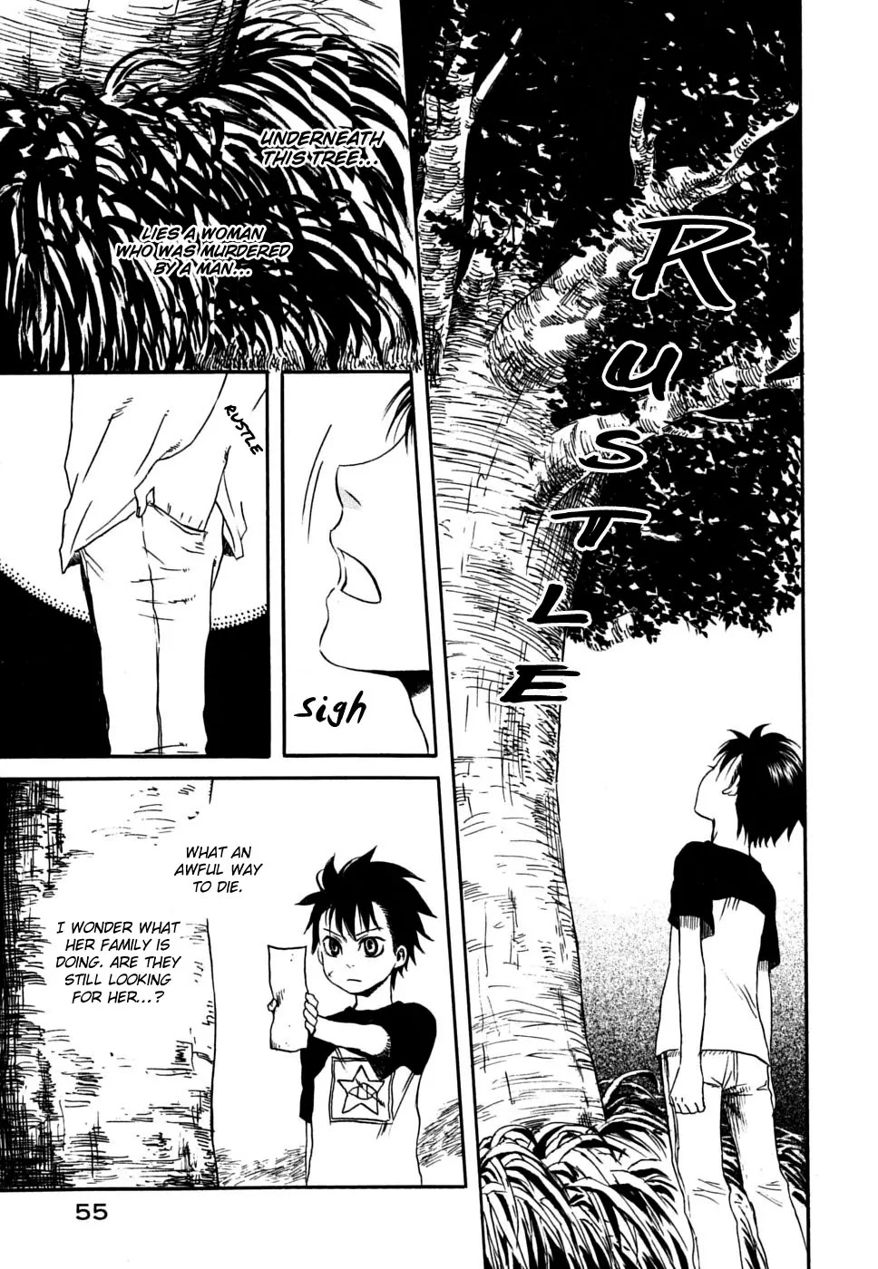 Jigokudou Reikai Tsuushin Chapter 1 page 55 - Chapter 1: The Hall of Hell, the Three Bad Kids, and the Ghost