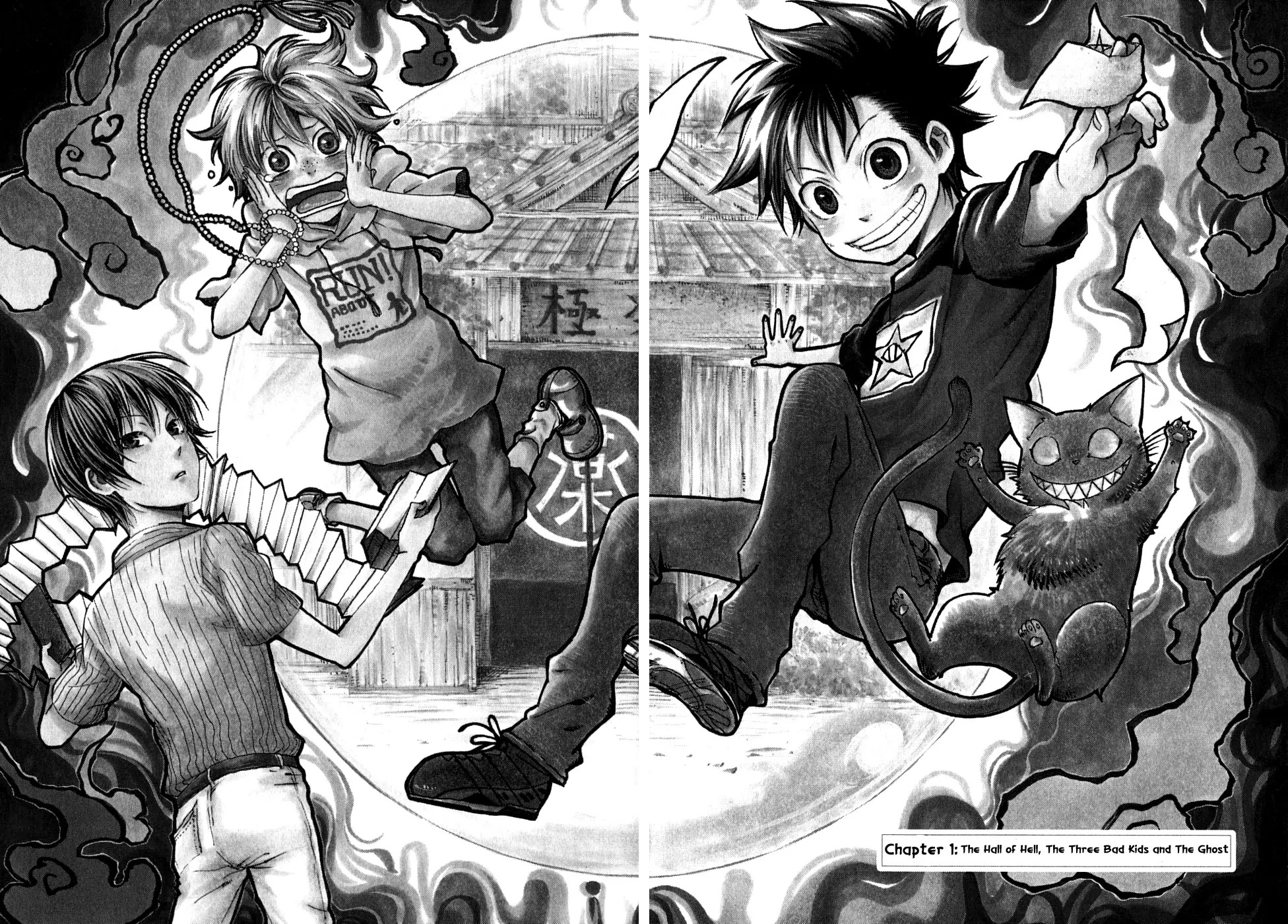 Jigokudou Reikai Tsuushin Chapter 1 page 7 - Chapter 1: The Hall of Hell, the Three Bad Kids, and the Ghost