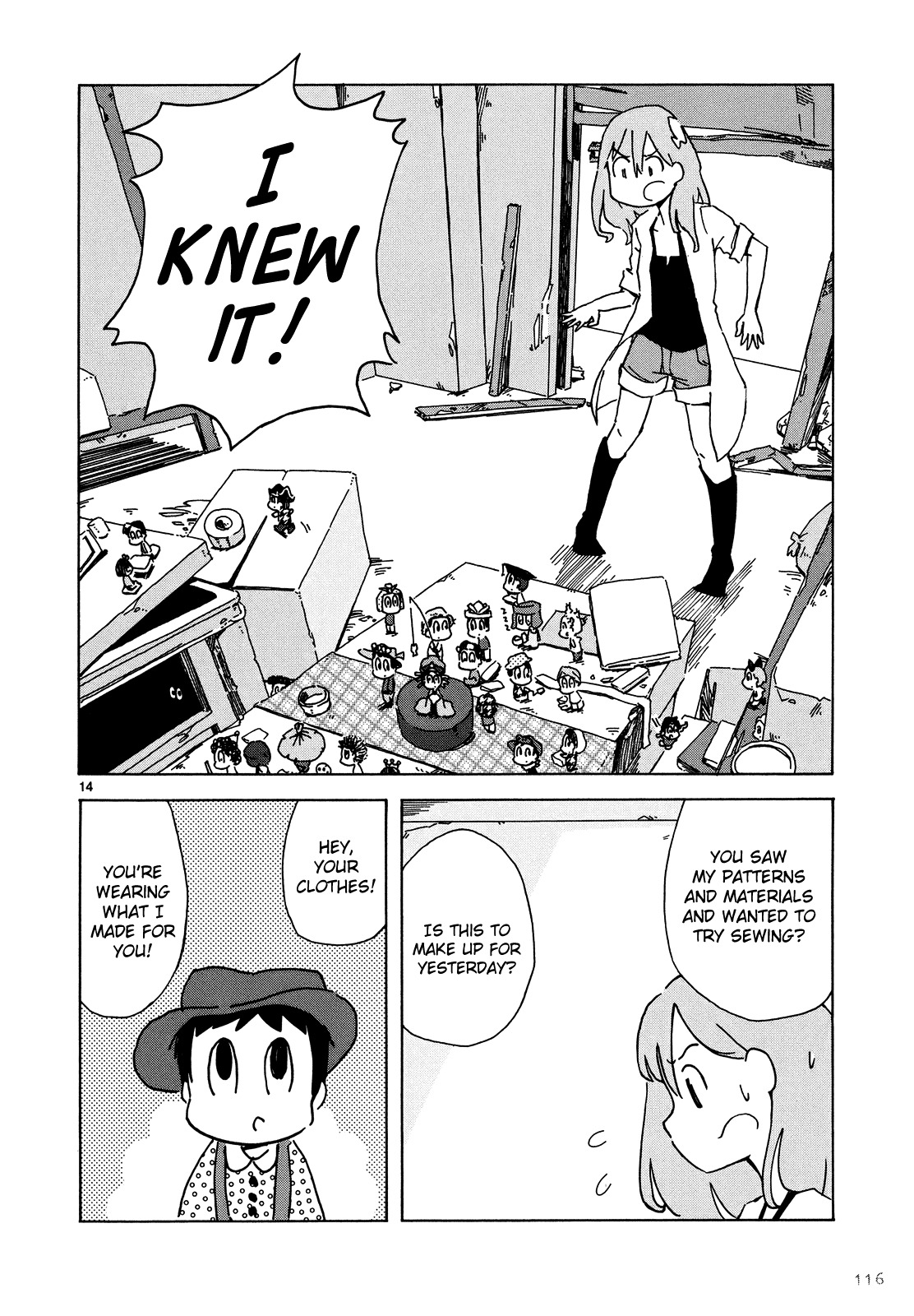 Jinrui wa Suitai Shimashita: Nonbirishita Houkoku Chapter 6 page 15 - Chapter 6: Sewing and Wearing