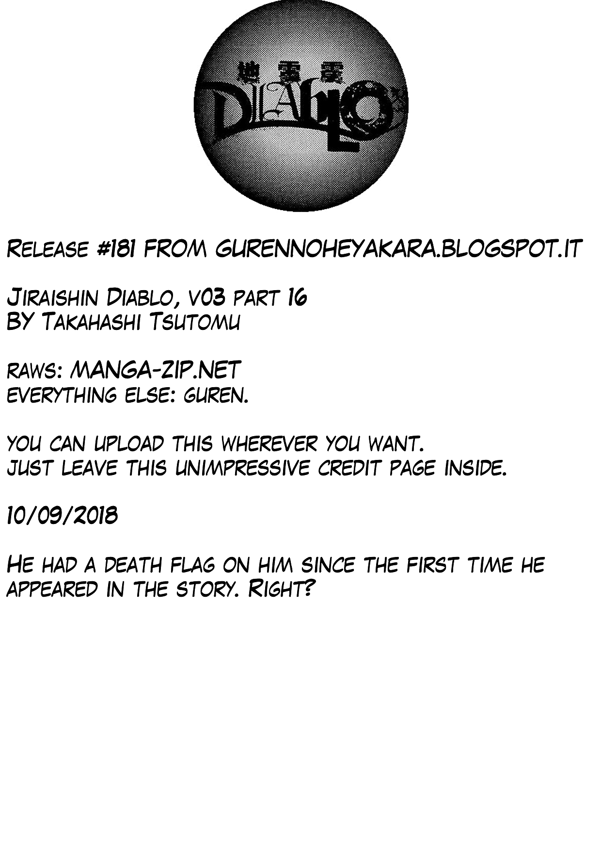 Jiraishin Diablo Chapter 16 page 33 - Chapter 16: The Lost Island / Part 16 "Entrust"
