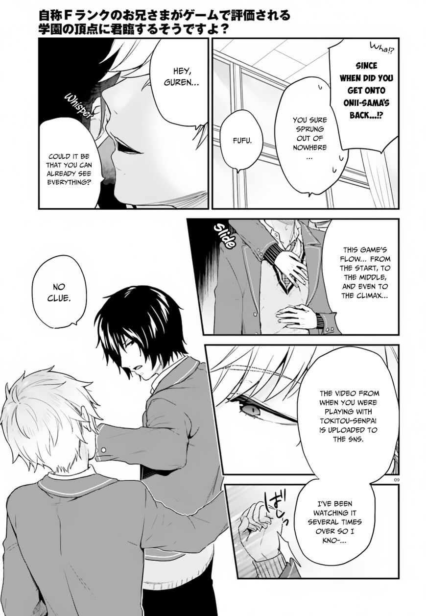 Jishou F-Rank no Oniisama ga Game de Hyouka sareru Gakuen no Chouten ni Kunrin suru Sou desu yo? Chapter 16 page 10 - Chapter 16