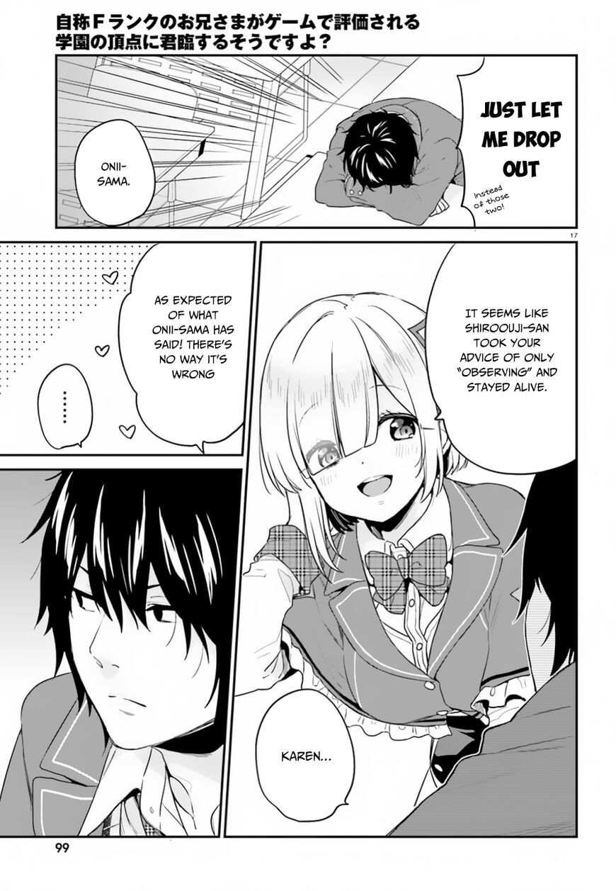 Jishou F-Rank no Oniisama ga Game de Hyouka sareru Gakuen no Chouten ni Kunrin suru Sou desu yo? Chapter 16 page 18 - Chapter 16