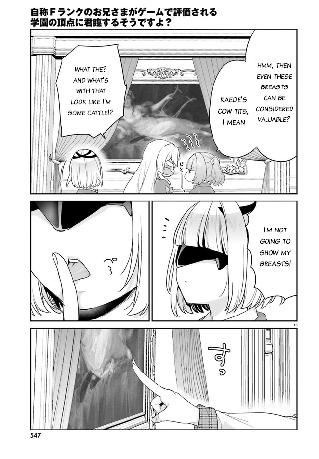 Jishou F-Rank no Oniisama ga Game de Hyouka sareru Gakuen no Chouten ni Kunrin suru Sou desu yo? Chapter 31 page 15 - Chapter 31
