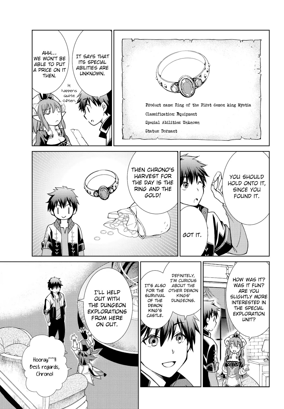 Jishou! Heibon Mazoku no Eiyuu Life: B-kyuu Mazoku nano ni Cheat Dungeon wo Tsukutteshimatta Kekka Chapter 4 page 22 - Chapter 4: Chrono Obtains His First Treasure