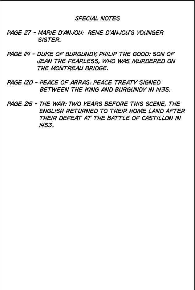 Joan Chapter 3.1 page 227 - Vol.3 Chapter 1 : 1 Agnes \ 2 Alencon \ 3 Marguerite \ 4 Feu de la Pucelle (Joan's...