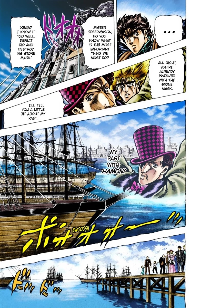 JoJo's Bizarre Adventure Part 1 - Phantom Blood (Official Colored) Chapter 32 page 4 - Chapter 32: The Medieval Knights' Training Ground for Murder