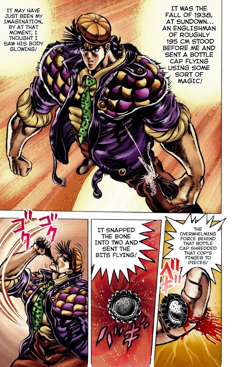 JoJo's Bizarre Adventure Part 2 - Battle Tendency (Official Colored) Chapter 1 page 15 - Chapter 1: Joseph Joestar of New York