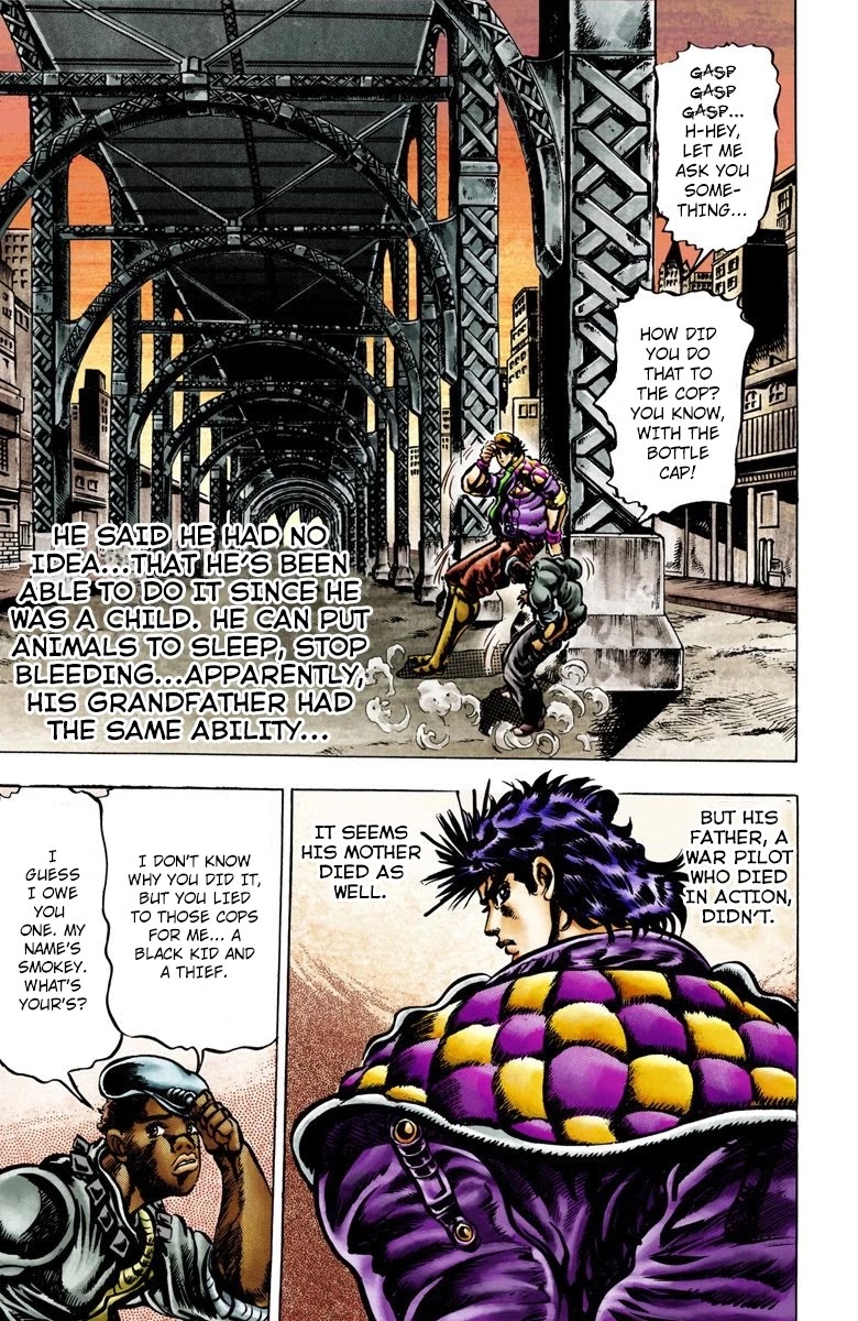 JoJo's Bizarre Adventure Part 2 - Battle Tendency (Official Colored) Chapter 1 page 17 - Chapter 1: Joseph Joestar of New York