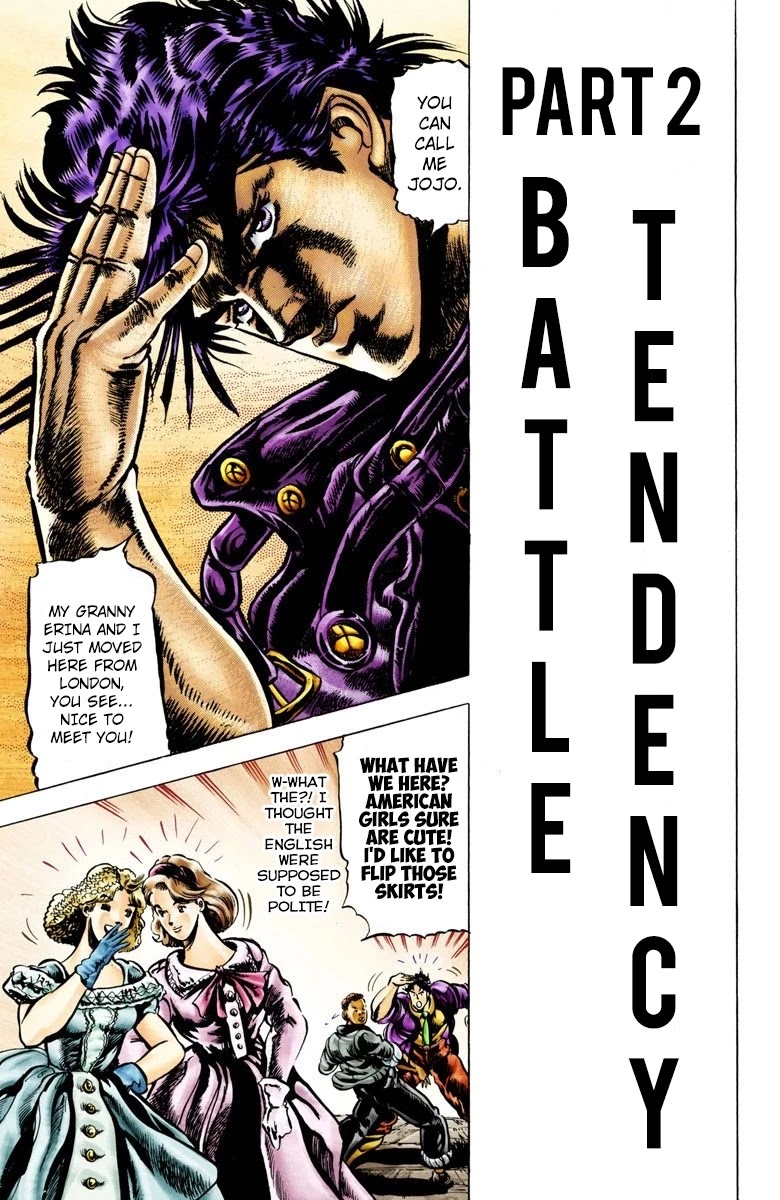 JoJo's Bizarre Adventure Part 2 - Battle Tendency (Official Colored) Chapter 1 page 19 - Chapter 1: Joseph Joestar of New York