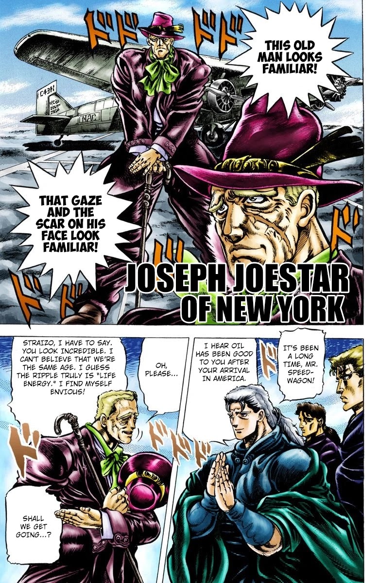 JoJo's Bizarre Adventure Part 2 - Battle Tendency (Official Colored) Chapter 1 page 2 - Chapter 1: Joseph Joestar of New York