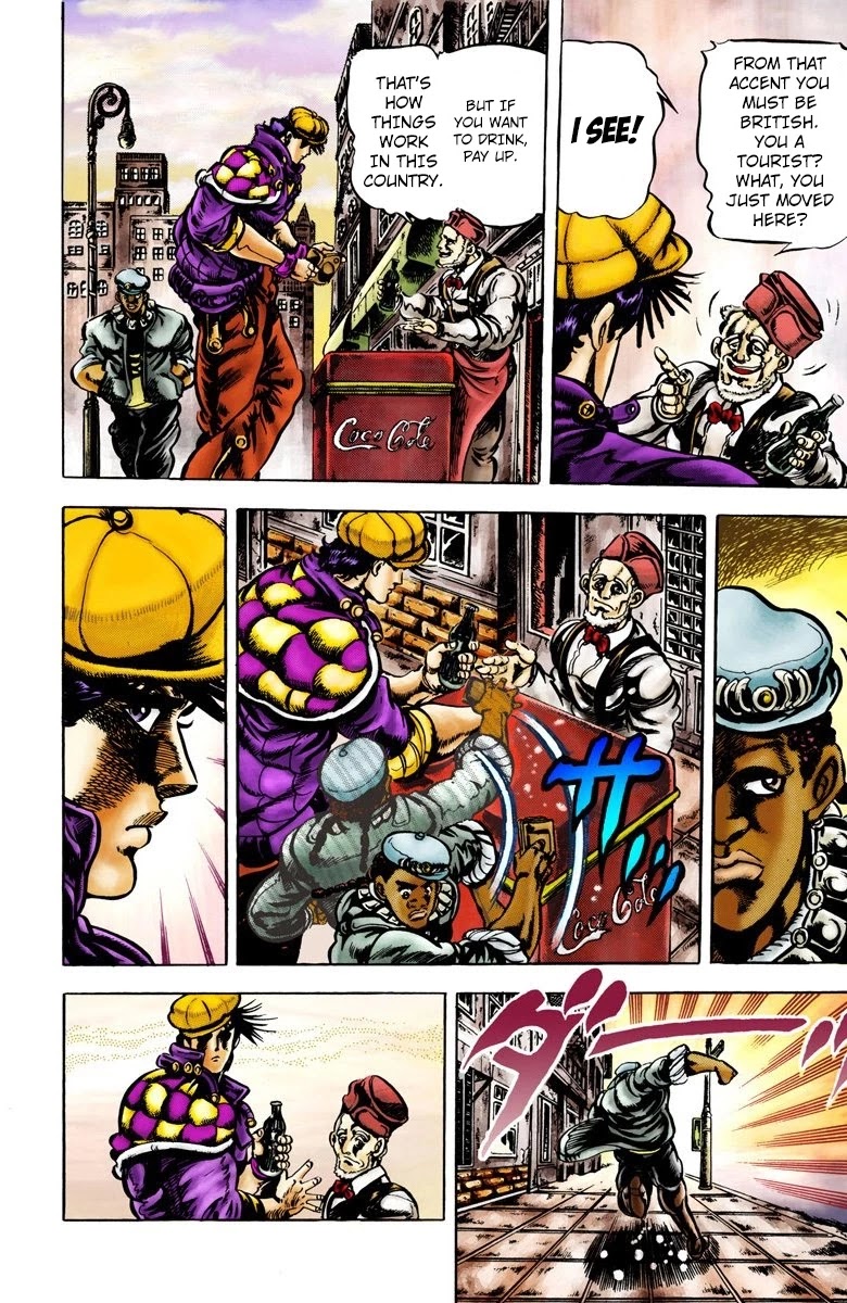 JoJo's Bizarre Adventure Part 2 - Battle Tendency (Official Colored) Chapter 1 page 6 - Chapter 1: Joseph Joestar of New York