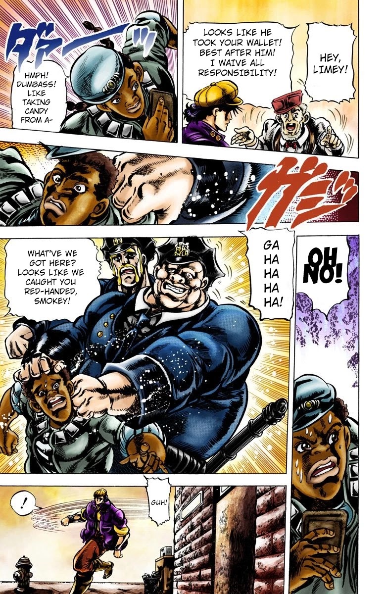 JoJo's Bizarre Adventure Part 2 - Battle Tendency (Official Colored) Chapter 1 page 7 - Chapter 1: Joseph Joestar of New York