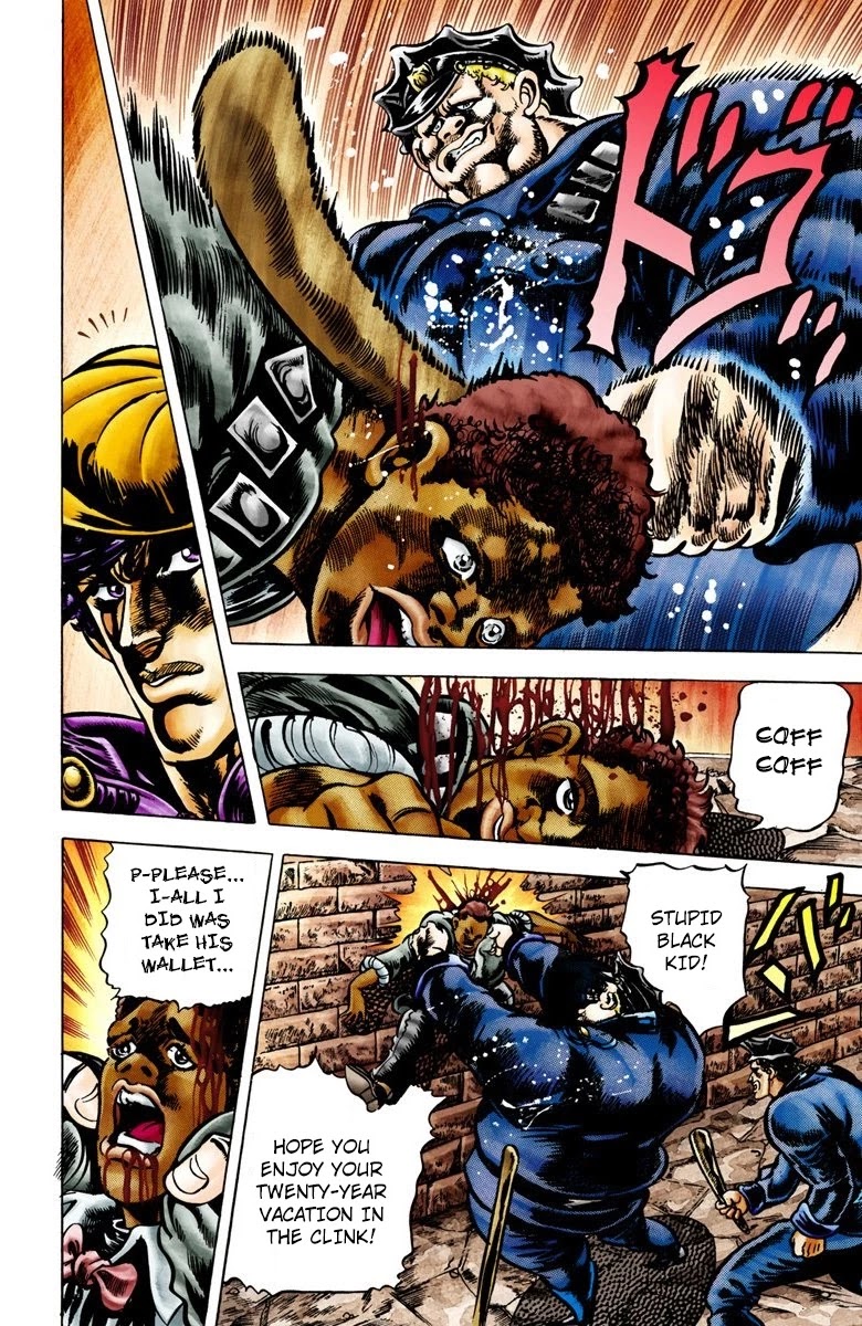 JoJo's Bizarre Adventure Part 2 - Battle Tendency (Official Colored) Chapter 1 page 8 - Chapter 1: Joseph Joestar of New York