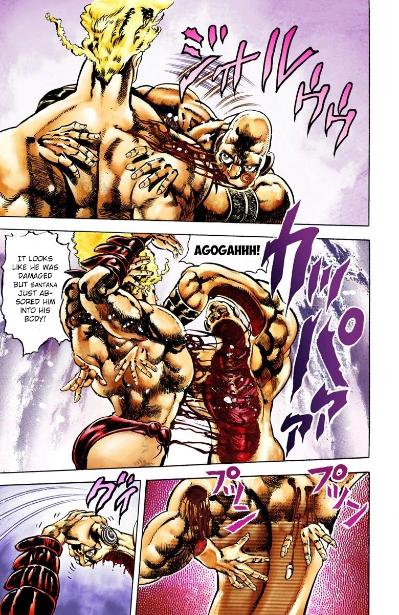 JoJo's Bizarre Adventure Part 2 - Battle Tendency (Official Colored) Chapter 10 page 16 - Chapter 10: "Man in the Column" Vs. Man with the Stone Mask