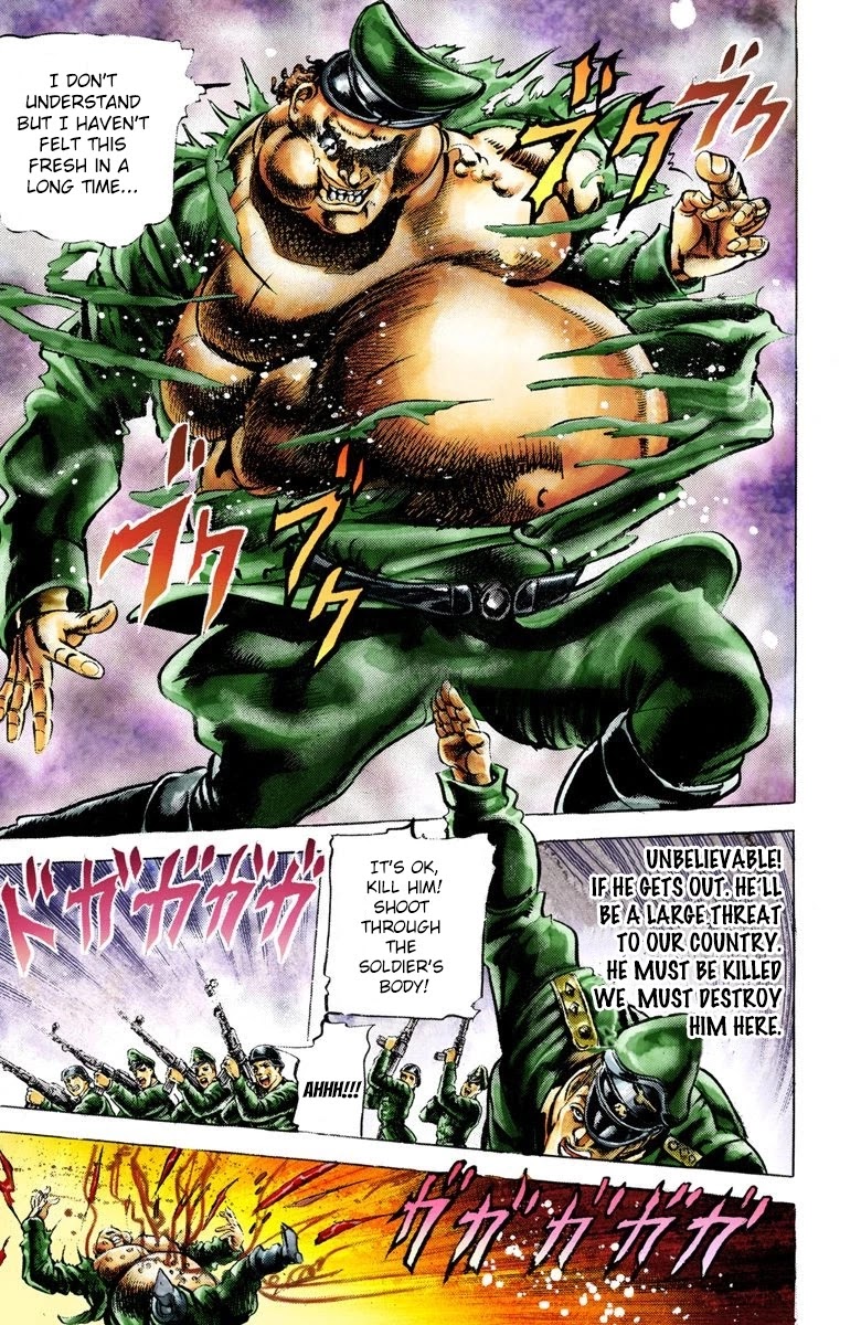 JoJo's Bizarre Adventure Part 2 - Battle Tendency (Official Colored) Chapter 13 page 7 - Chapter 13: JoJo Vs. The Ultimate Life-form