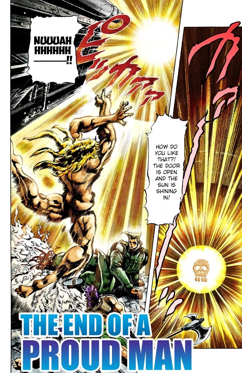 JoJo's Bizarre Adventure Part 2 - Battle Tendency (Official Colored) Chapter 17 page 1 - Chapter 17: The End of a Proud Man