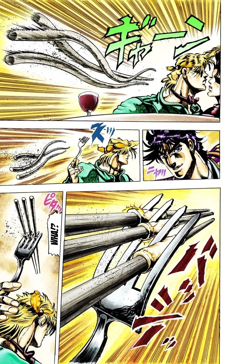 JoJo's Bizarre Adventure Part 2 - Battle Tendency (Official Colored) Chapter 18 page 14 - Chapter 18: The Spaghetti Battle