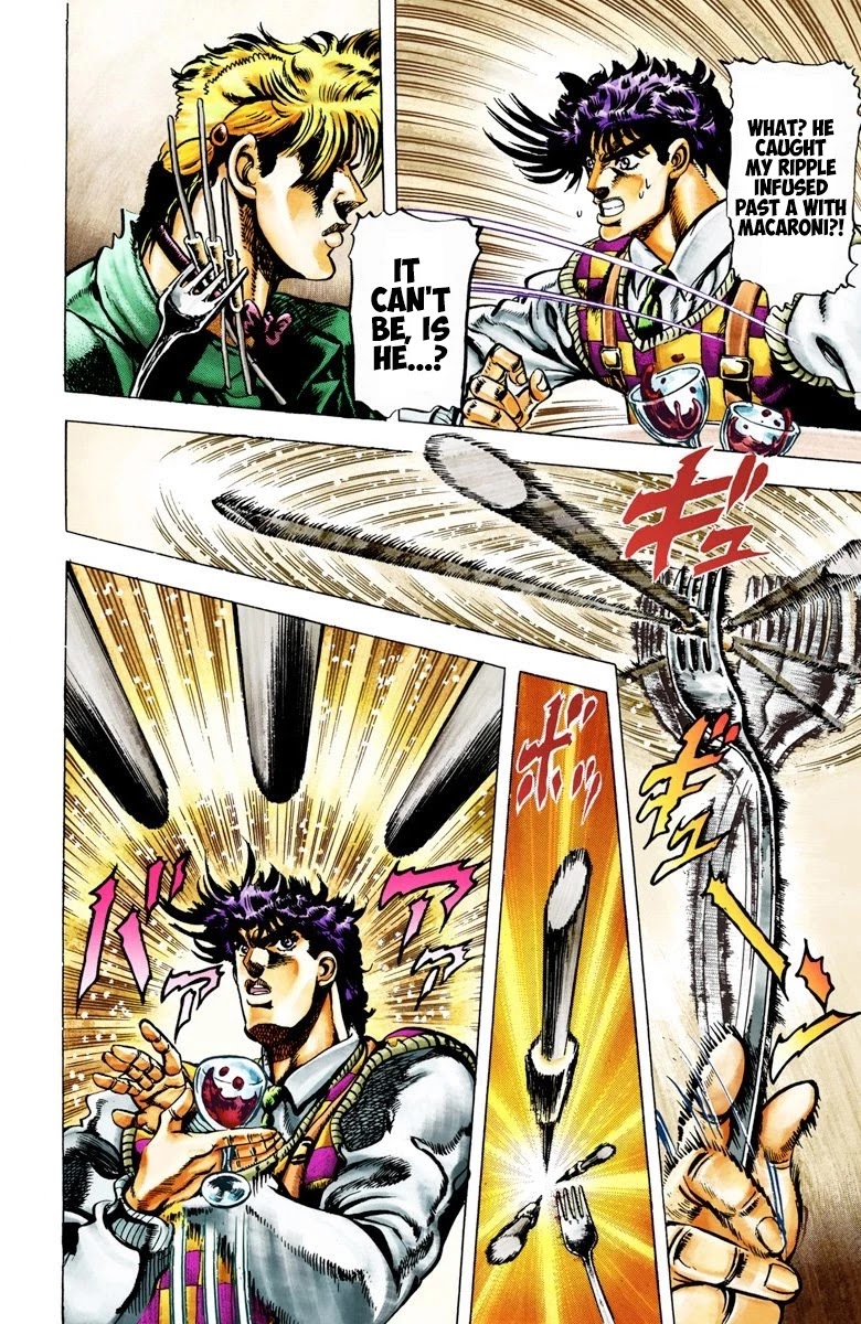 JoJo's Bizarre Adventure Part 2 - Battle Tendency (Official Colored) Chapter 18 page 15 - Chapter 18: The Spaghetti Battle