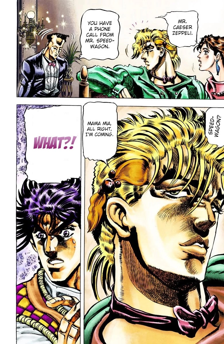 JoJo's Bizarre Adventure Part 2 - Battle Tendency (Official Colored) Chapter 18 page 17 - Chapter 18: The Spaghetti Battle