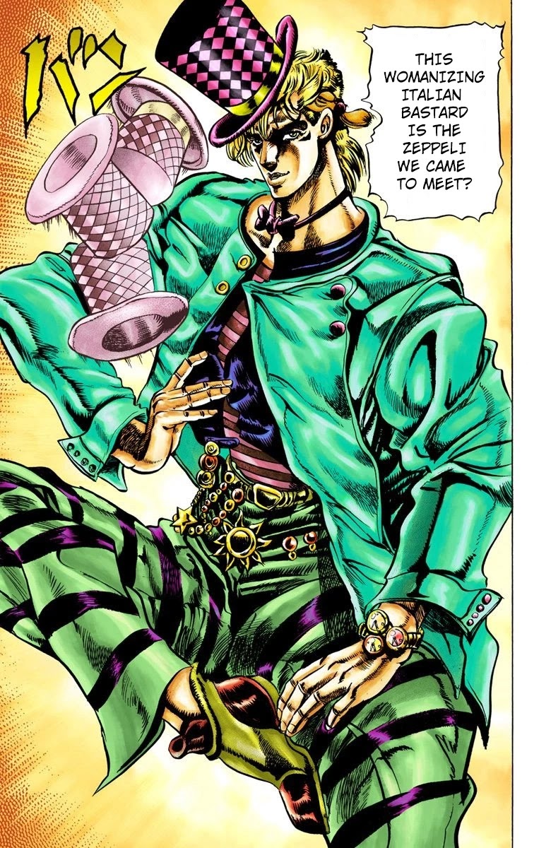 JoJo's Bizarre Adventure Part 2 - Battle Tendency (Official Colored) Chapter 18 page 18 - Chapter 18: The Spaghetti Battle