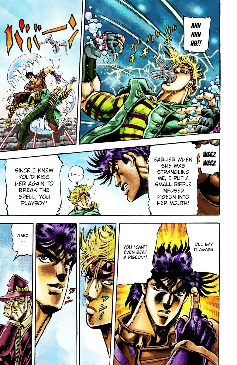 JoJo's Bizarre Adventure Part 2 - Battle Tendency (Official Colored) Chapter 19 page 16 - Chapter 19: The Pigeon and the Girl