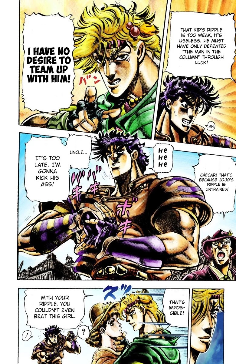 JoJo's Bizarre Adventure Part 2 - Battle Tendency (Official Colored) Chapter 19 page 6 - Chapter 19: The Pigeon and the Girl