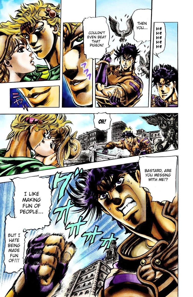 JoJo's Bizarre Adventure Part 2 - Battle Tendency (Official Colored) Chapter 19 page 7 - Chapter 19: The Pigeon and the Girl