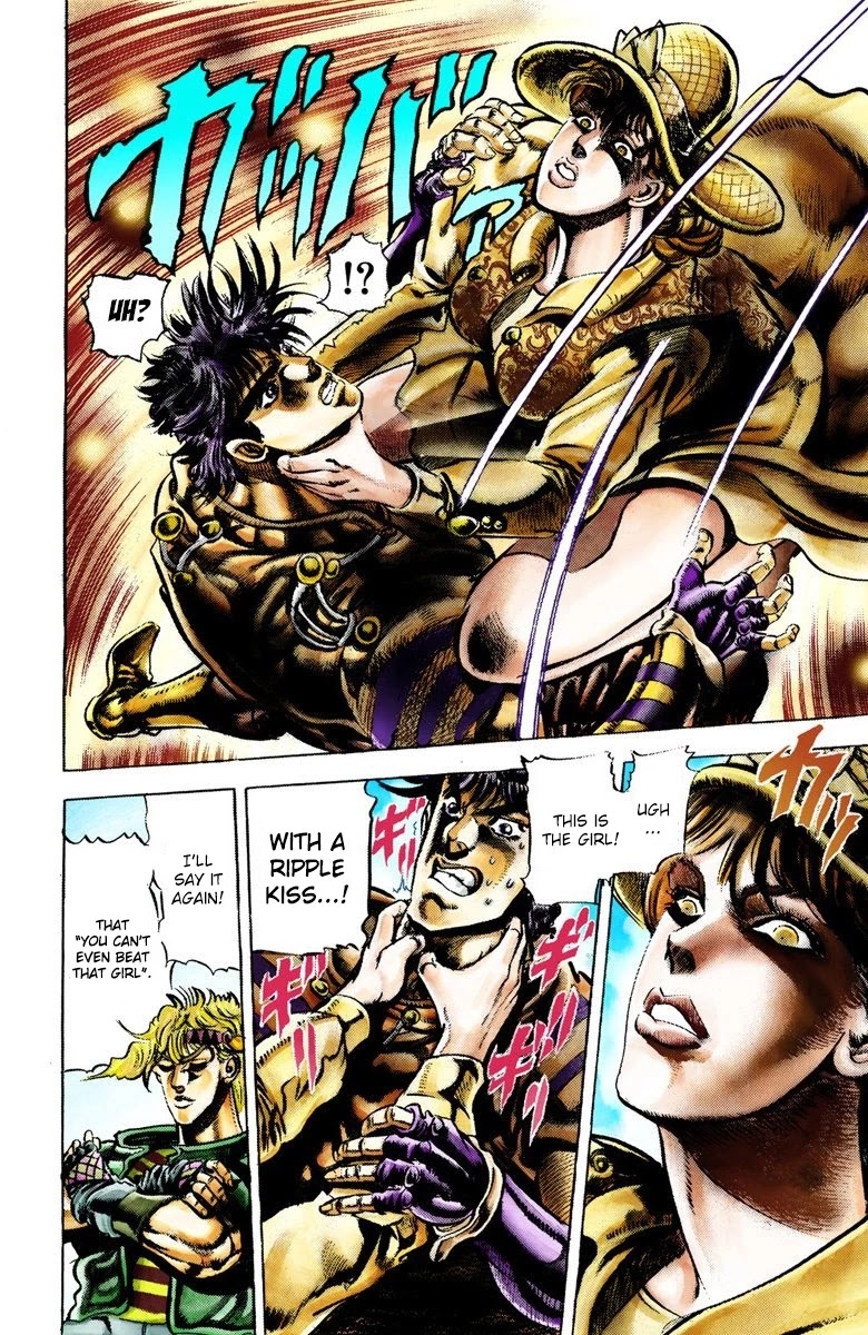 JoJo's Bizarre Adventure Part 2 - Battle Tendency (Official Colored) Chapter 19 page 8 - Chapter 19: The Pigeon and the Girl