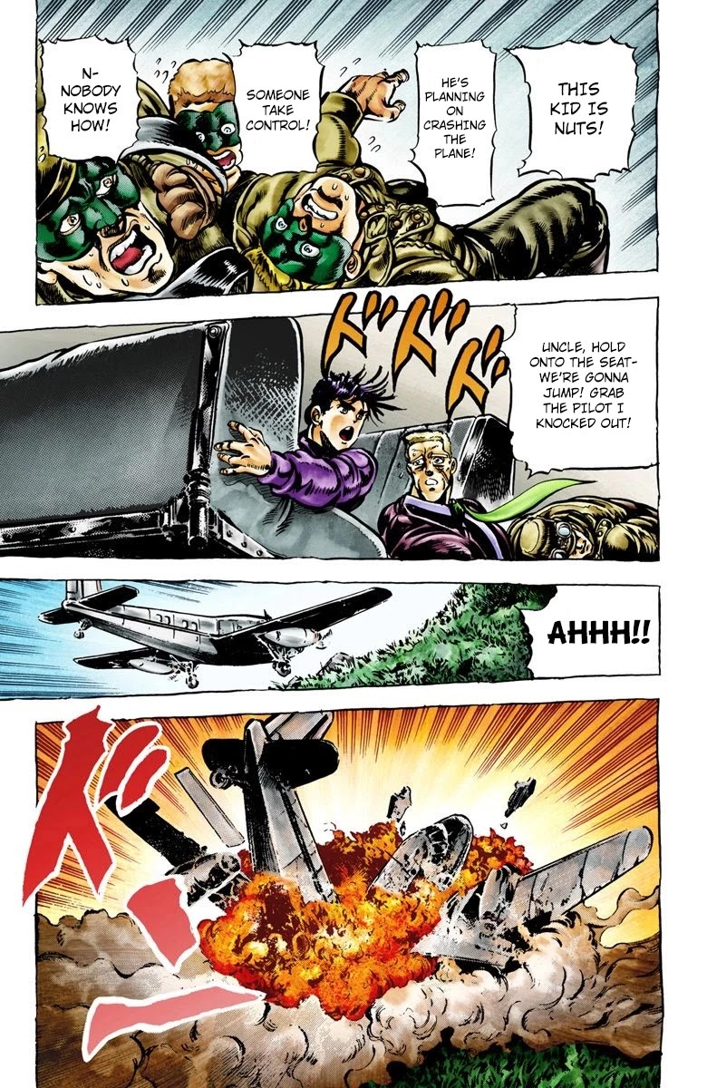 JoJo's Bizarre Adventure Part 2 - Battle Tendency (Official Colored) Chapter 2 page 13 - Chapter 2: The Living Statue