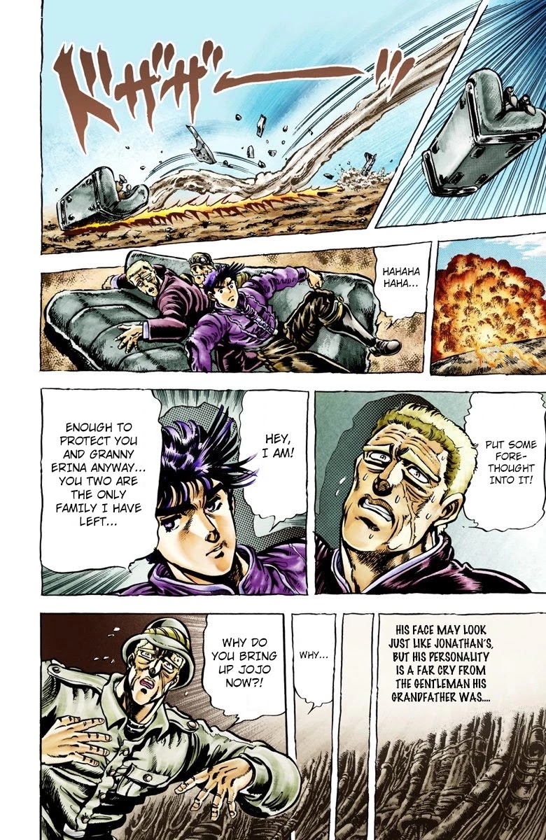 JoJo's Bizarre Adventure Part 2 - Battle Tendency (Official Colored) Chapter 2 page 14 - Chapter 2: The Living Statue