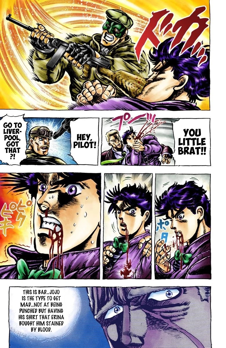 JoJo's Bizarre Adventure Part 2 - Battle Tendency (Official Colored) Chapter 2 page 9 - Chapter 2: The Living Statue