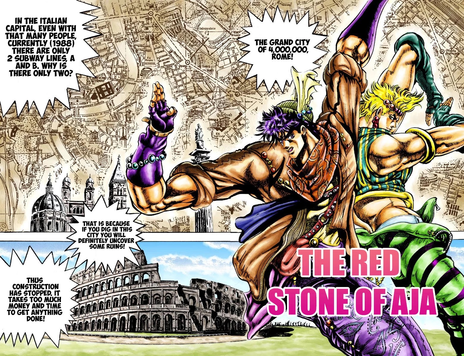JoJo's Bizarre Adventure Part 2 - Battle Tendency (Official Colored) Chapter 20 page 1 - Chapter 20: The Red Stone of Aja