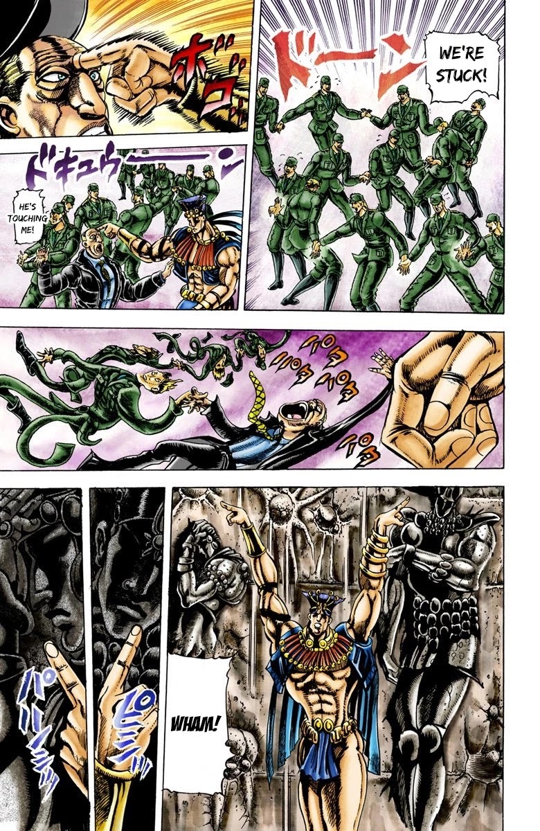 JoJo's Bizarre Adventure Part 2 - Battle Tendency (Official Colored) Chapter 20 page 13 - Chapter 20: The Red Stone of Aja