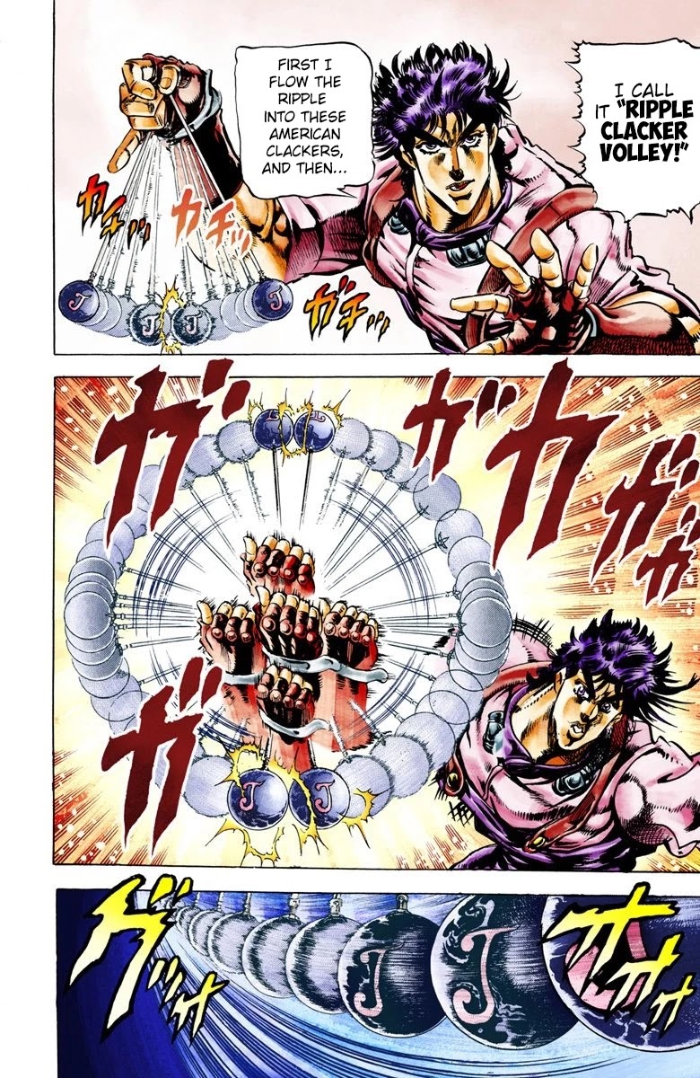 JoJo's Bizarre Adventure Part 2 - Battle Tendency (Official Colored) Chapter 23 page 17 - Chapter 23: Special Attack: JoJo Clackers!