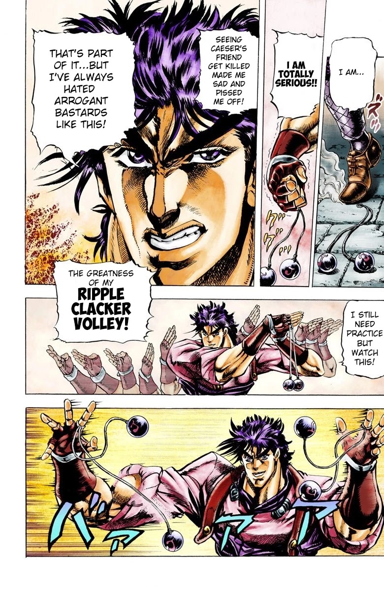 JoJo's Bizarre Adventure Part 2 - Battle Tendency (Official Colored) Chapter 23 page 19 - Chapter 23: Special Attack: JoJo Clackers!