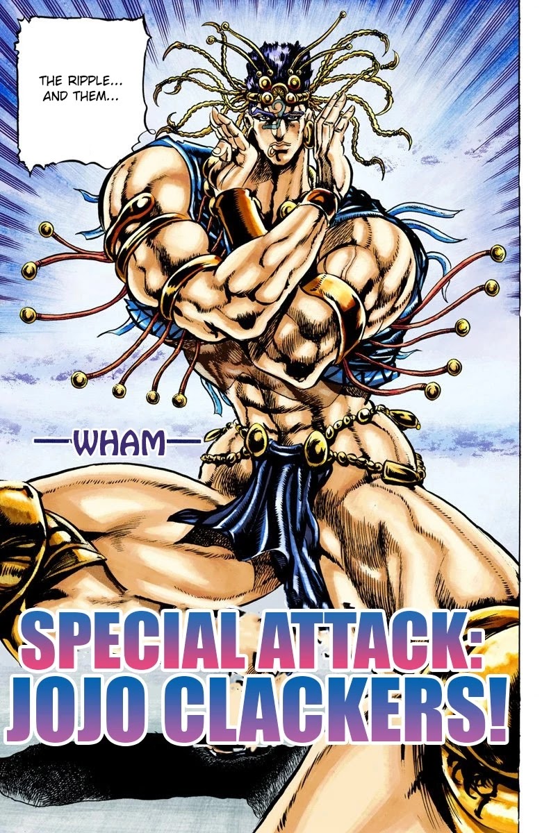 JoJo's Bizarre Adventure Part 2 - Battle Tendency (Official Colored) Chapter 23 page 4 - Chapter 23: Special Attack: JoJo Clackers!