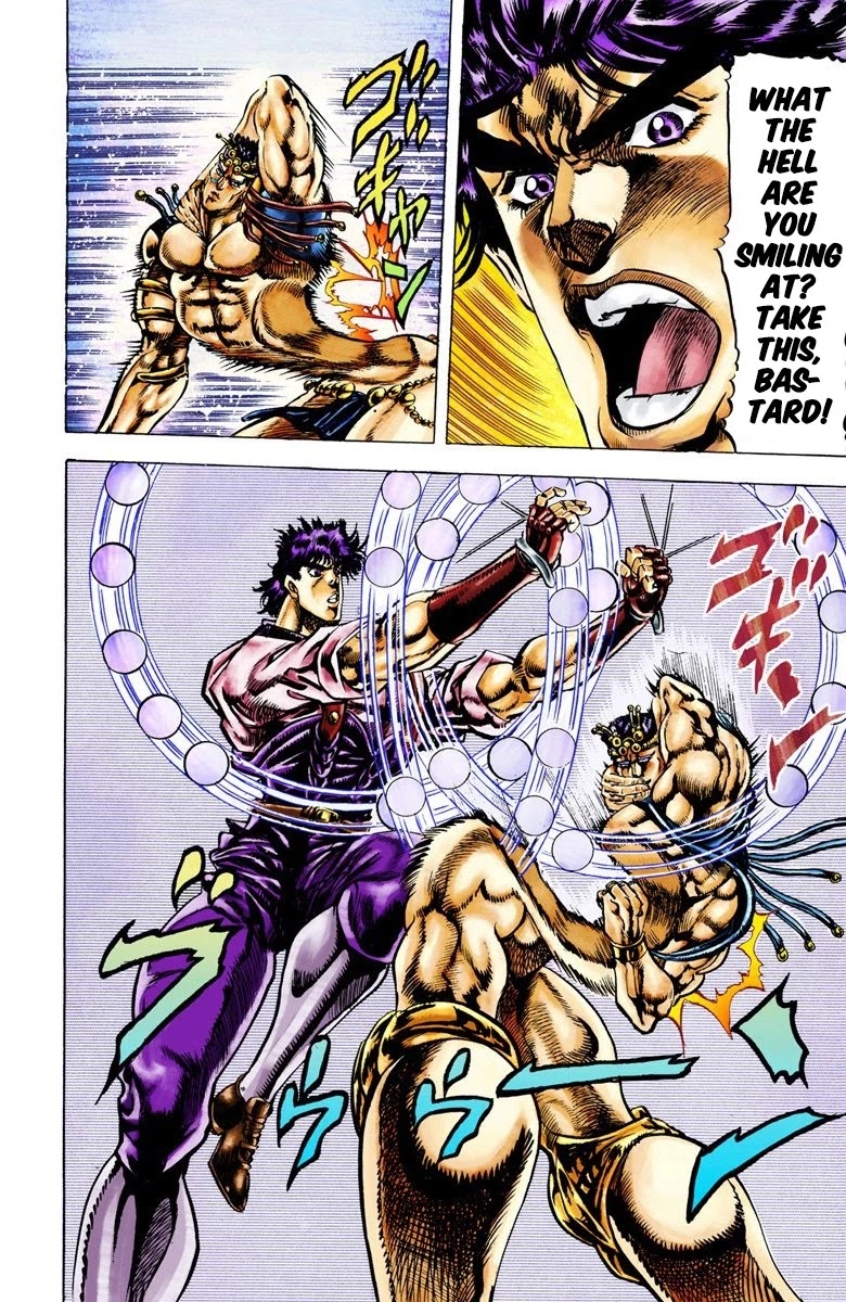 JoJo's Bizarre Adventure Part 2 - Battle Tendency (Official Colored) Chapter 24 page 10 - Chapter 24: The "Blood Clock" Battle
