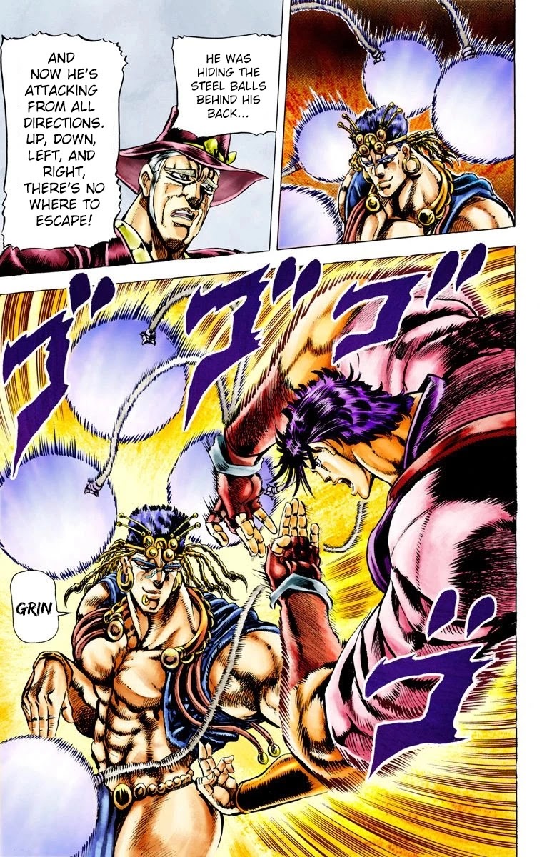 JoJo's Bizarre Adventure Part 2 - Battle Tendency (Official Colored) Chapter 24 page 9 - Chapter 24: The "Blood Clock" Battle