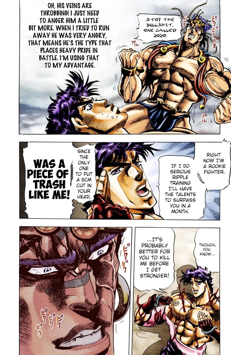 JoJo's Bizarre Adventure Part 2 - Battle Tendency (Official Colored) Chapter 26 page 8 - Chapter 26: The Wedding Ring of Death