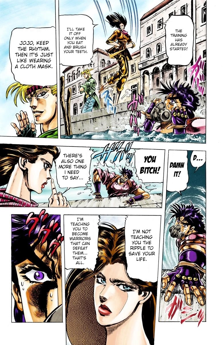 JoJo's Bizarre Adventure Part 2 - Battle Tendency (Official Colored) Chapter 28 page 10 - Chapter 28: The Training of a Ripple Warrior