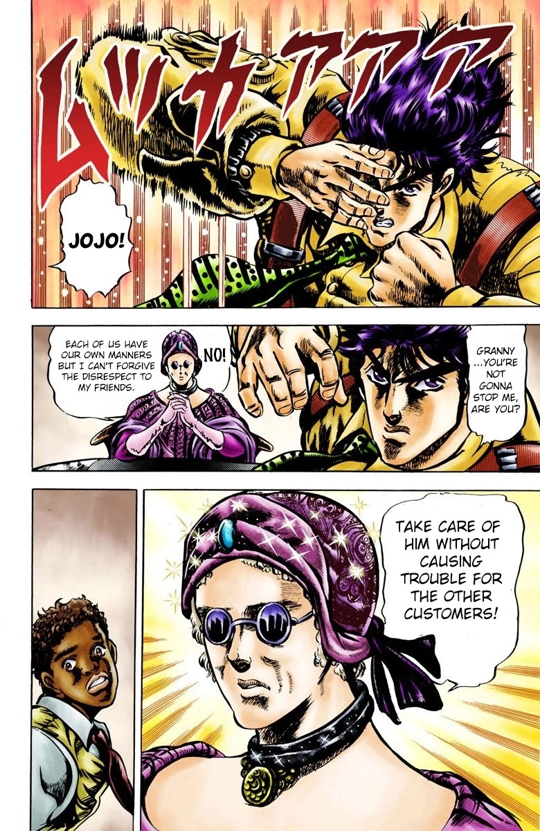 JoJo's Bizarre Adventure Part 2 - Battle Tendency (Official Colored) Chapter 3 page 10 - Chapter 3: Painful News