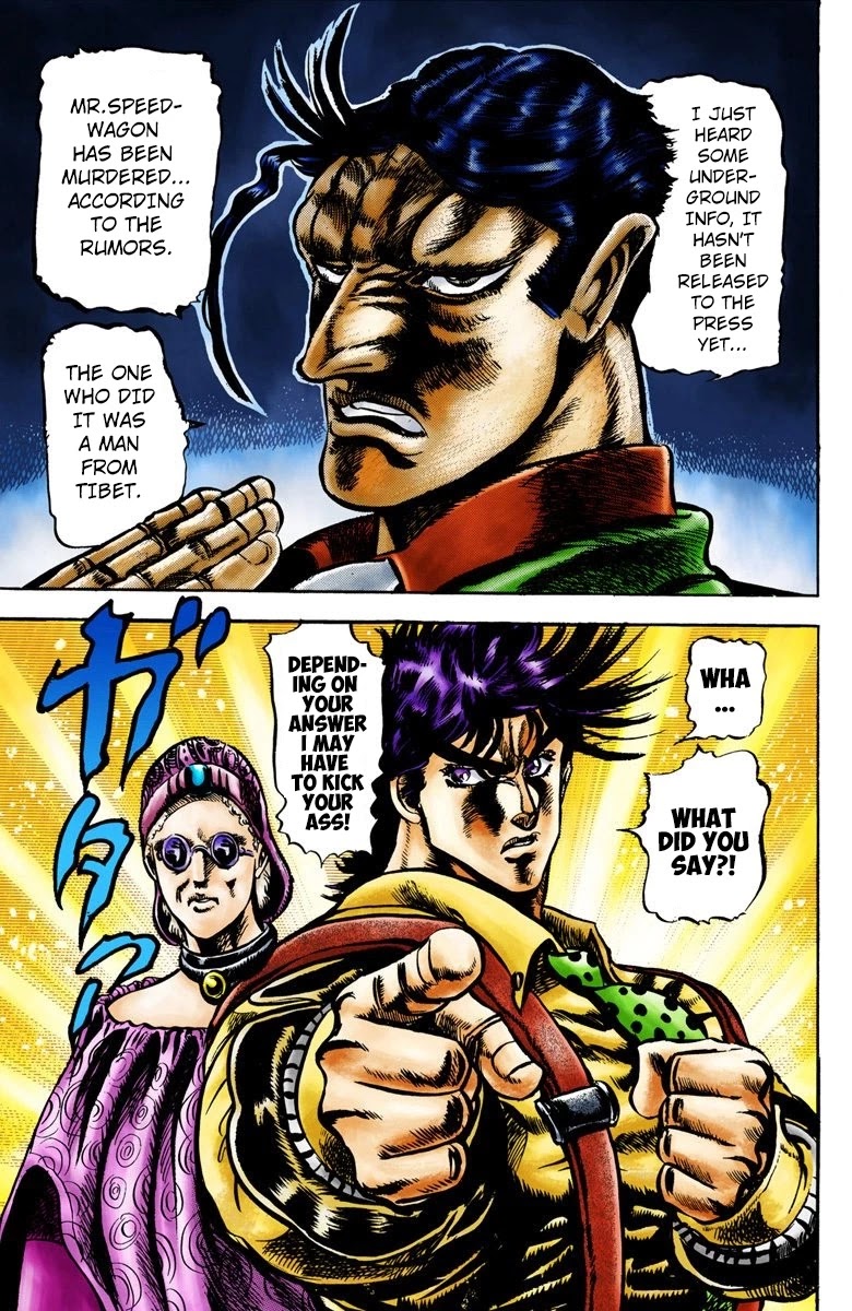JoJo's Bizarre Adventure Part 2 - Battle Tendency (Official Colored) Chapter 3 page 19 - Chapter 3: Painful News