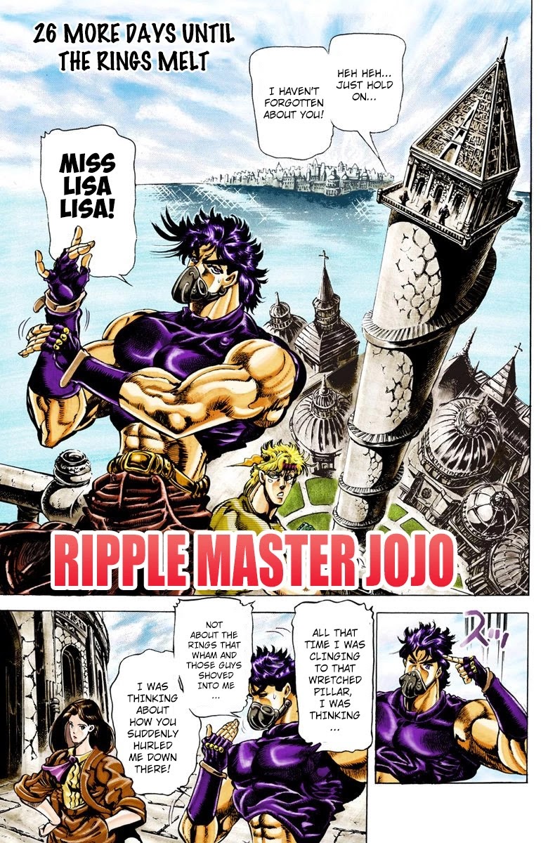 JoJo's Bizarre Adventure Part 2 - Battle Tendency (Official Colored) Chapter 31 page 1 - Chapter 31: Ripple Master JoJo