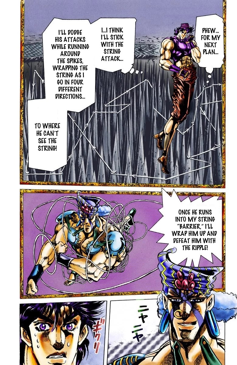 JoJo's Bizarre Adventure Part 2 - Battle Tendency (Official Colored) Chapter 35 page 12 - Chapter 35: Laying Some Elaborate Traps