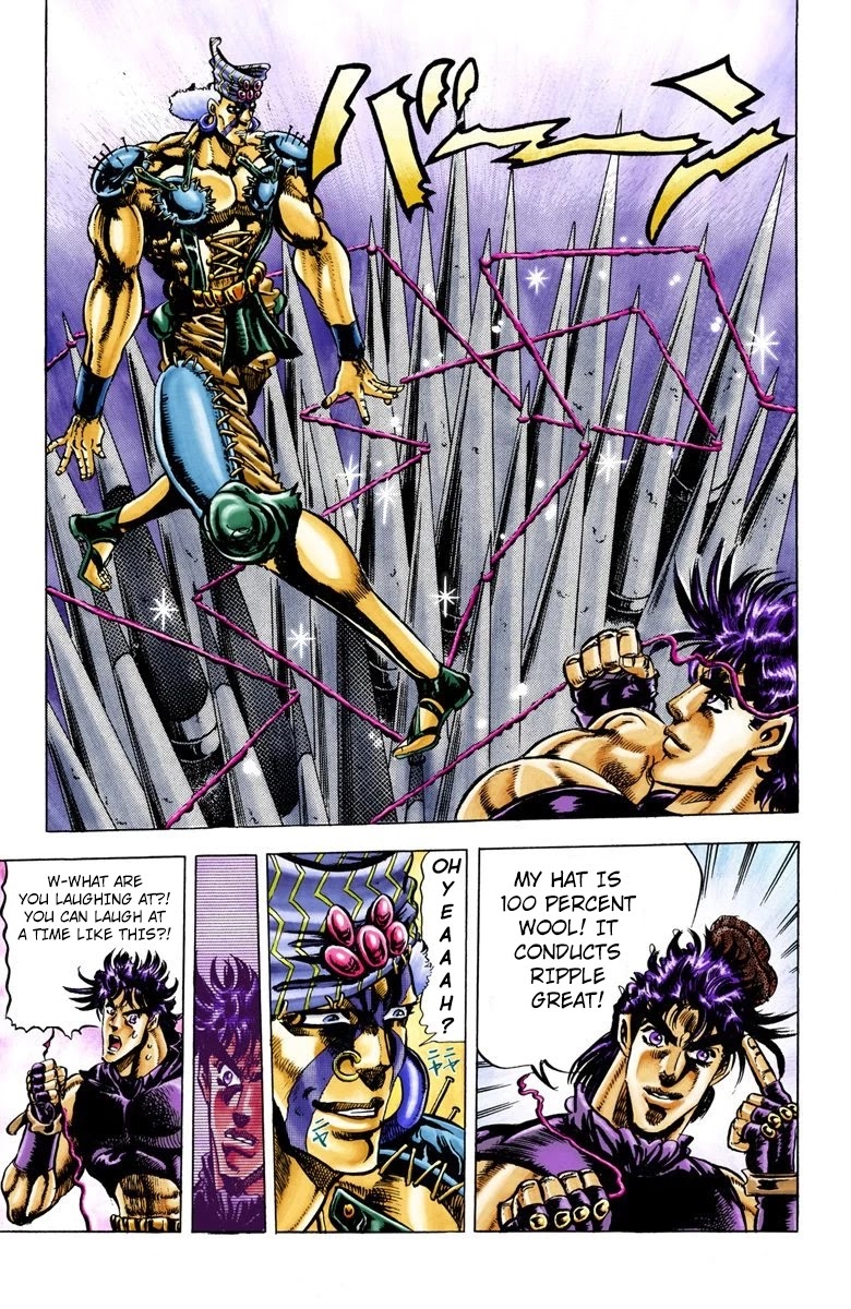 JoJo's Bizarre Adventure Part 2 - Battle Tendency (Official Colored) Chapter 35 page 17 - Chapter 35: Laying Some Elaborate Traps