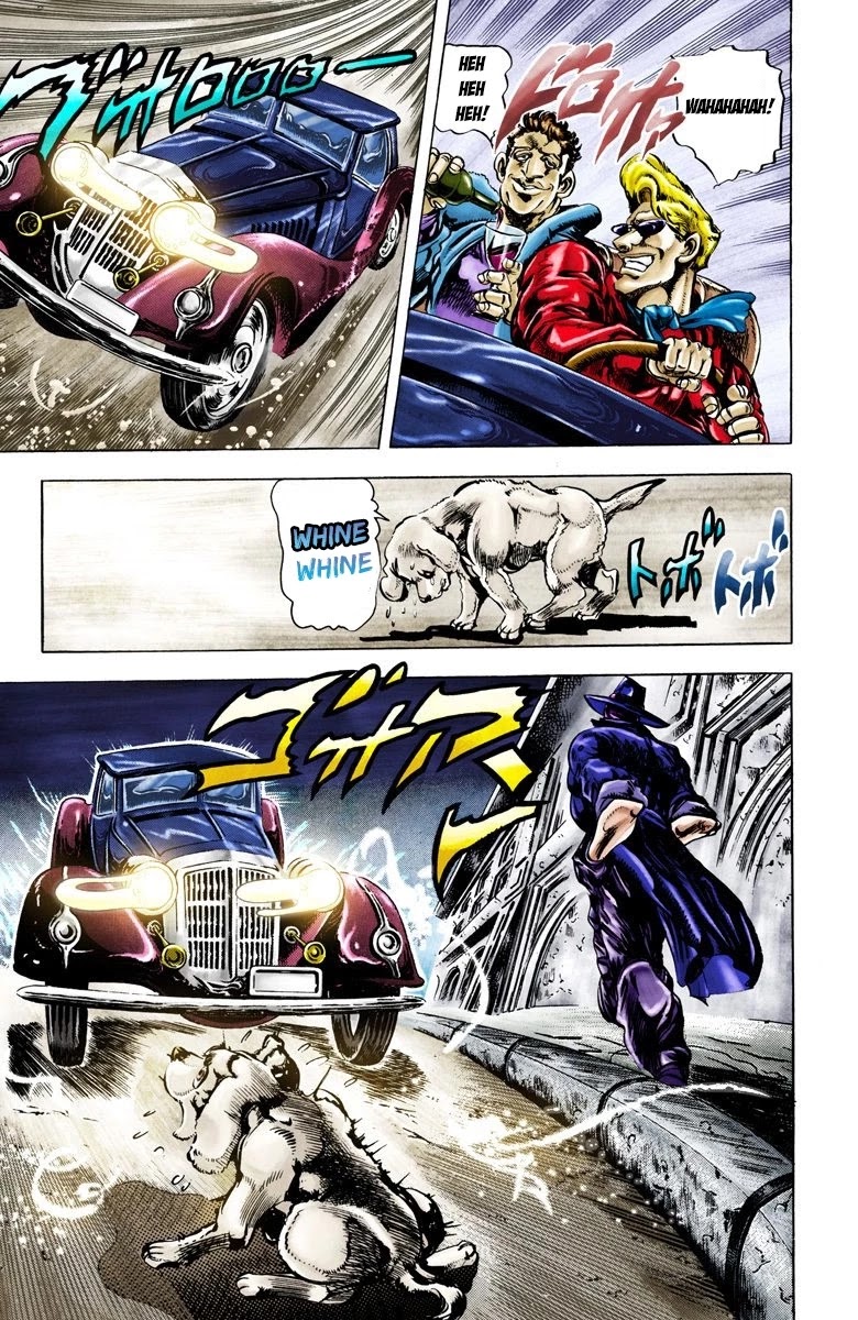 JoJo's Bizarre Adventure Part 2 - Battle Tendency (Official Colored) Chapter 39 page 14 - Chapter 39: Chasing the Red Stone to Swizerland