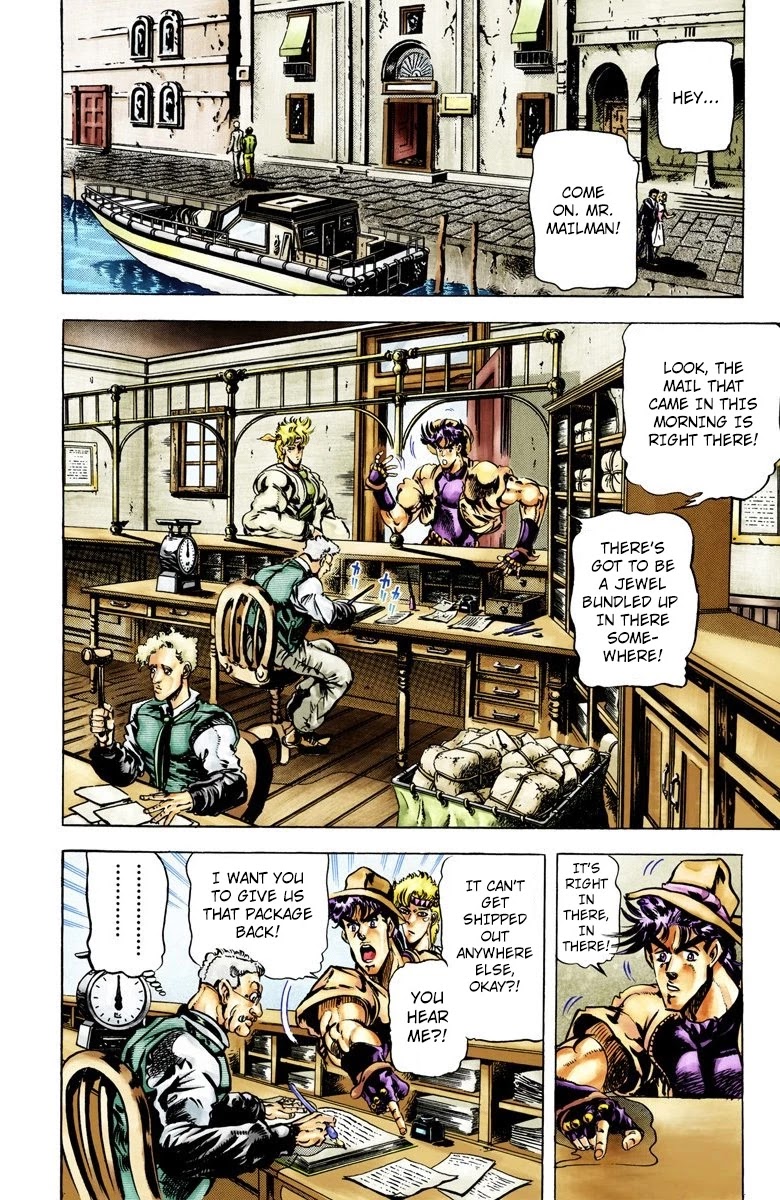 JoJo's Bizarre Adventure Part 2 - Battle Tendency (Official Colored) Chapter 39 page 2 - Chapter 39: Chasing the Red Stone to Swizerland