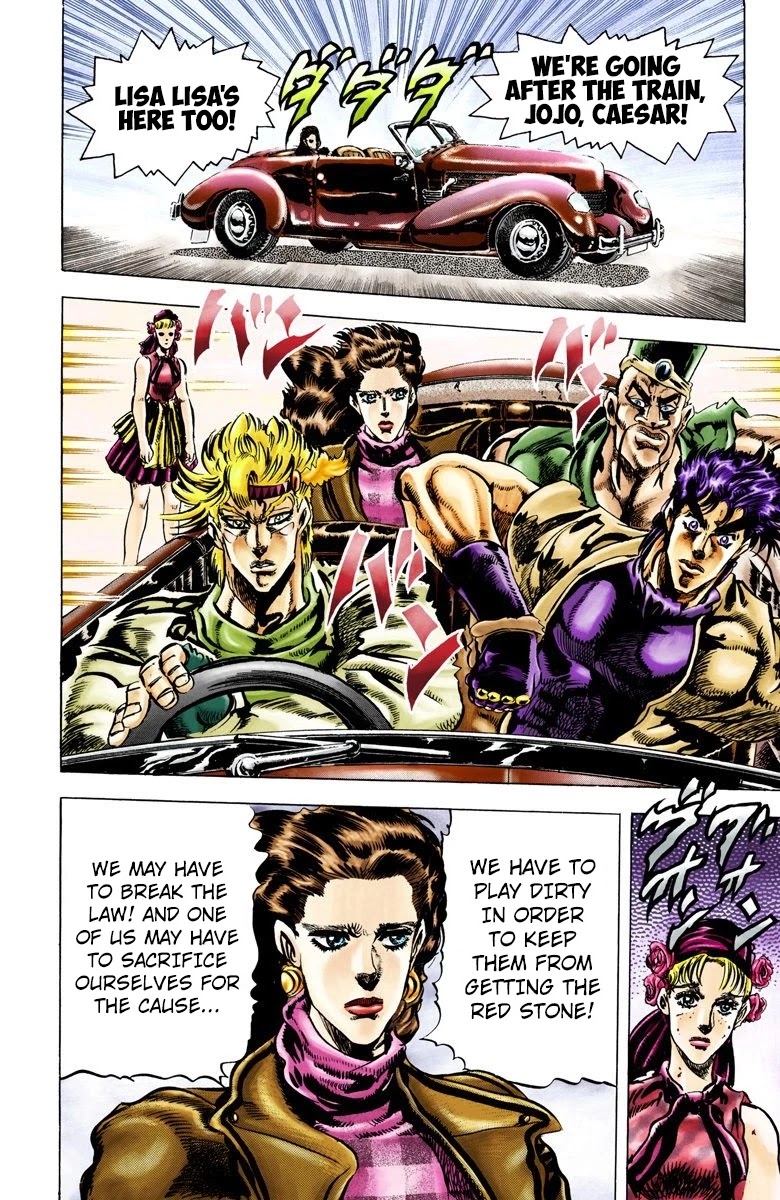 JoJo's Bizarre Adventure Part 2 - Battle Tendency (Official Colored) Chapter 39 page 8 - Chapter 39: Chasing the Red Stone to Swizerland