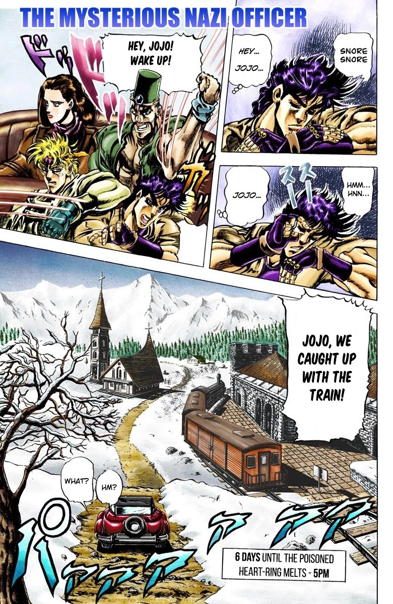 JoJo's Bizarre Adventure Part 2 - Battle Tendency (Official Colored) Chapter 40 page 2 - Chapter 40: The Mysterious Nazi Officer